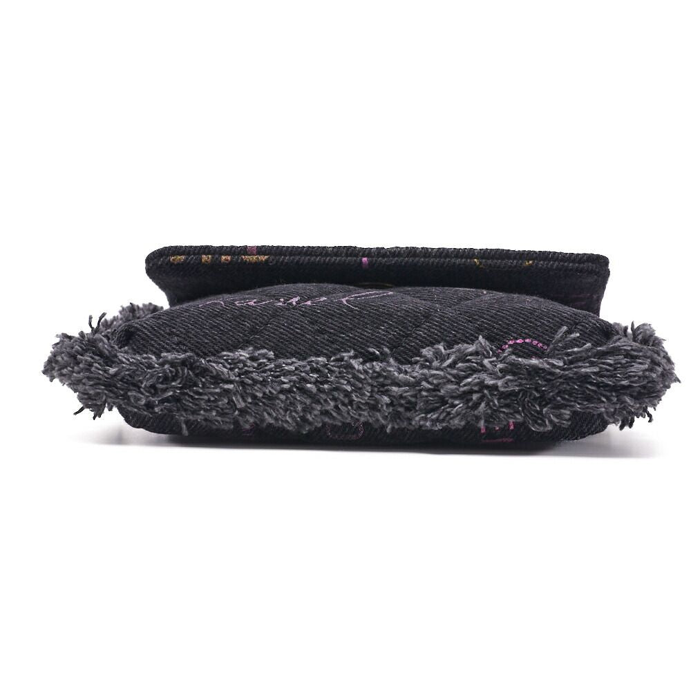 Chanel Shoulder Bag Mini Matelasse Denim Black Single Flap (gold Hardware)