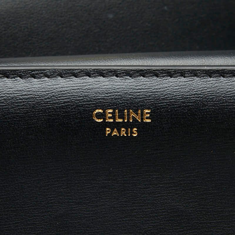 Celine Triomphe Small Flap Wallet Black Leather Women's Celine