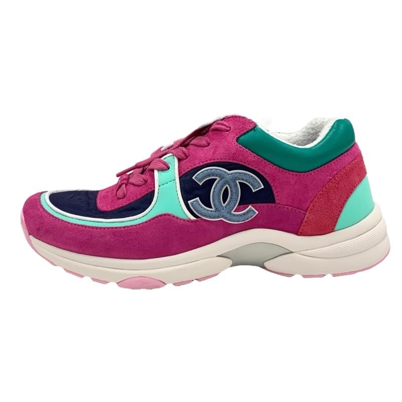 Chanel Sneakers Shoes Suede Fabric Leather Nylon Multicolor Here Mark Pile