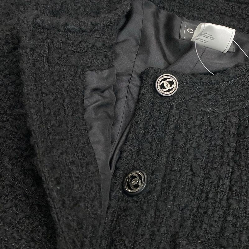 Chanel Coat Size 36 S Womens P46625 Black Tweed / Seventh Sleeve / Autumn /