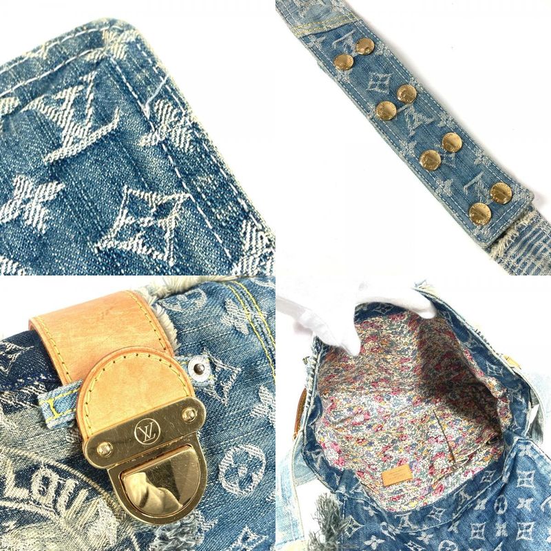 Louis Vuitton Shoulder Bag Patchwork Postie M95374 Monogram Denim Canvas Blue