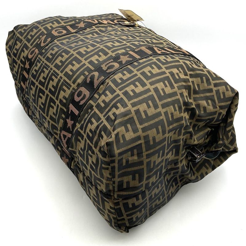 Fendi Zucca Boston Bag Nylon Brown Women Men