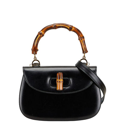 Gucci Bamboo Handbag Shoulder Bag 2WAY 000 1227 Black Leather Ladies Gucci