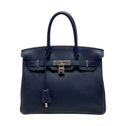 Hermes Birkin 30 Verso Handbag Blue Nuit Taurillon Clemence