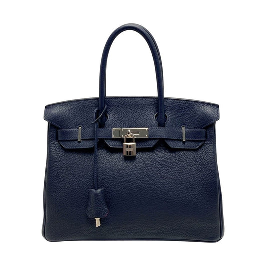Hermes Birkin 30 Verso Handbag Blue Nuit Taurillon Clemence
