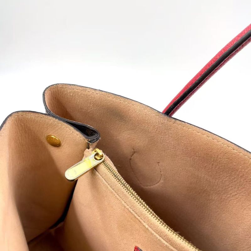 Louis Vuitton Flandrin Monogram Threes Leather X PVC Brown X Red Tote Bag Gold