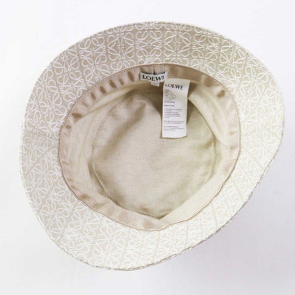 LOEWE Cotton Polyester Calf Leather Anagram Jacquard Hat / Bucket Hat Beige