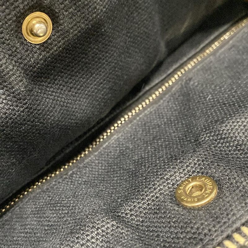 Saint Laurent Paris Rive Gauche Tote Bag 499290 Ivory And Black Leather