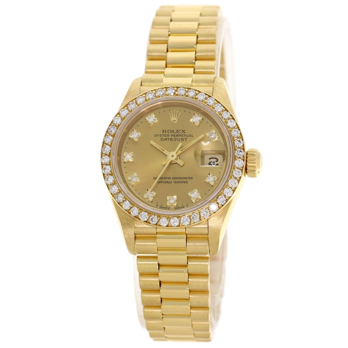 Rolex Datejust Diamond Watch 18k Yellow Gold