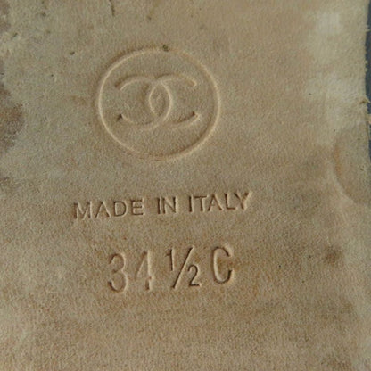 CHANEL 17G G31630 Flat Leather Shoes With Coco Mark Black Beige 34.5 With Box