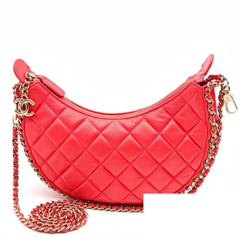 Chanel Quilted Lambskin Pink Chain Shoulder Bag