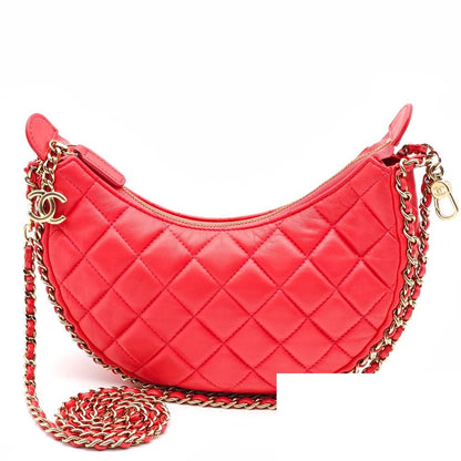 Chanel Quilted Lambskin Pink Chain Shoulder Bag