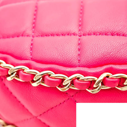 Chanel Quilted Lambskin Pink Chain Shoulder Bag