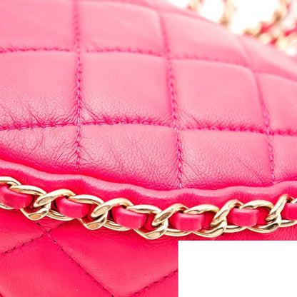 Chanel Quilted Lambskin Pink Chain Shoulder Bag