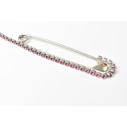 Chanel Brooch Pin Rhinestone Silver Magenta — view 3