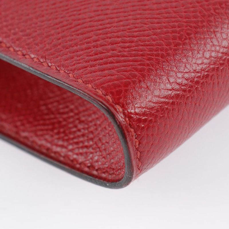 Hermes H Logo Vintage Vaux Epson Rouge Vif Red 0S Ladies Clutch Bag