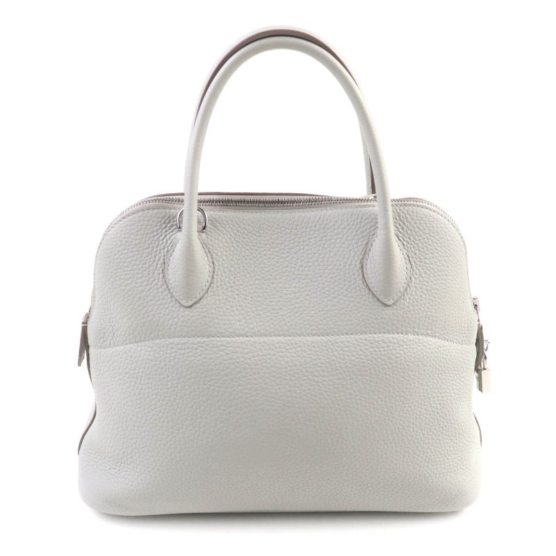 Hermes Bolide 31 Pearl Grey Taurillon Clemence Silver Hardware Handbag With