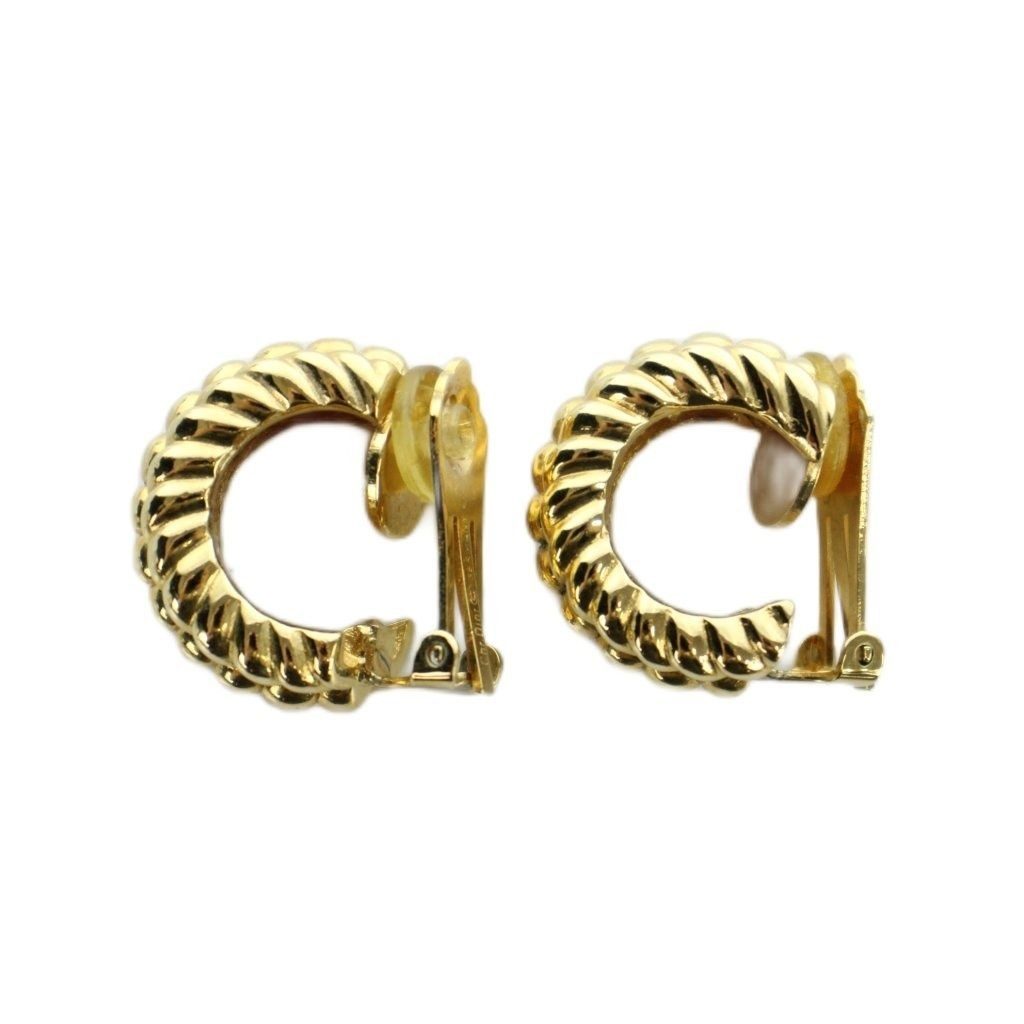 Dior Earrings Logo Clip Type Gold