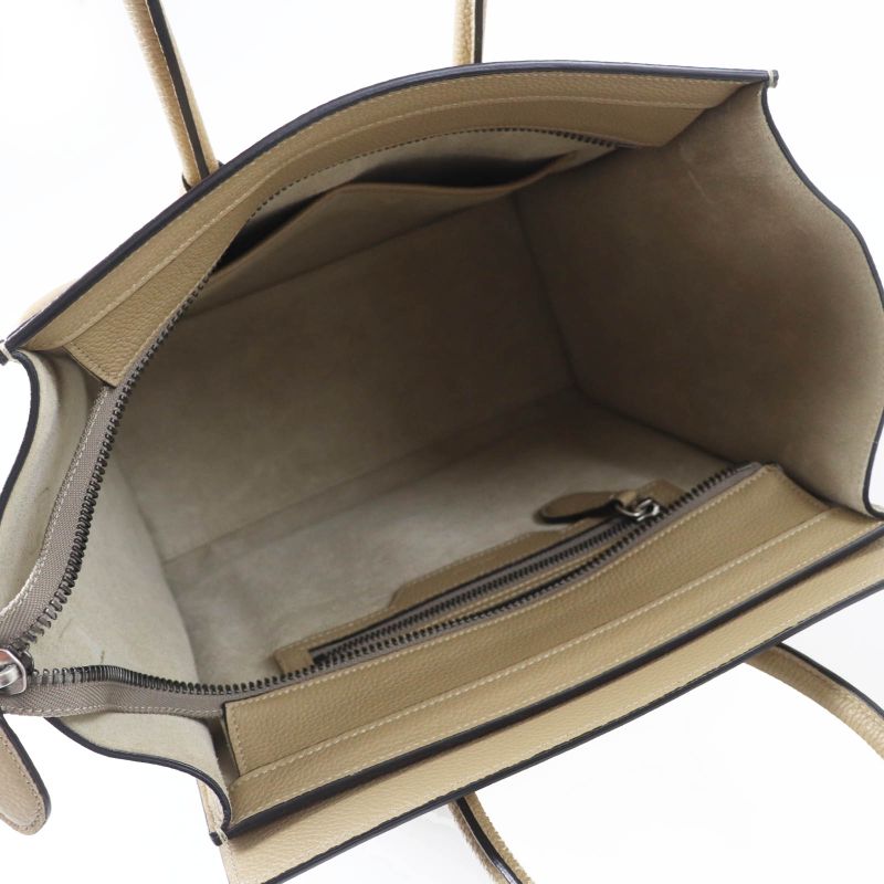 Celine 18979 Luggage Micro Shopper Dune Drummed Calfskin Handbag Storage With
