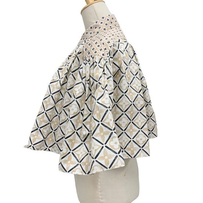 Louis Vuitton By The Pool Blouse Shirt Cotton Beige Monogram Cape
