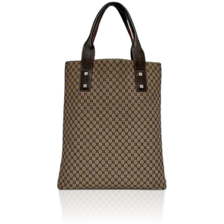 Celine Tote Beige Brown Macadam Light Nylon Leather