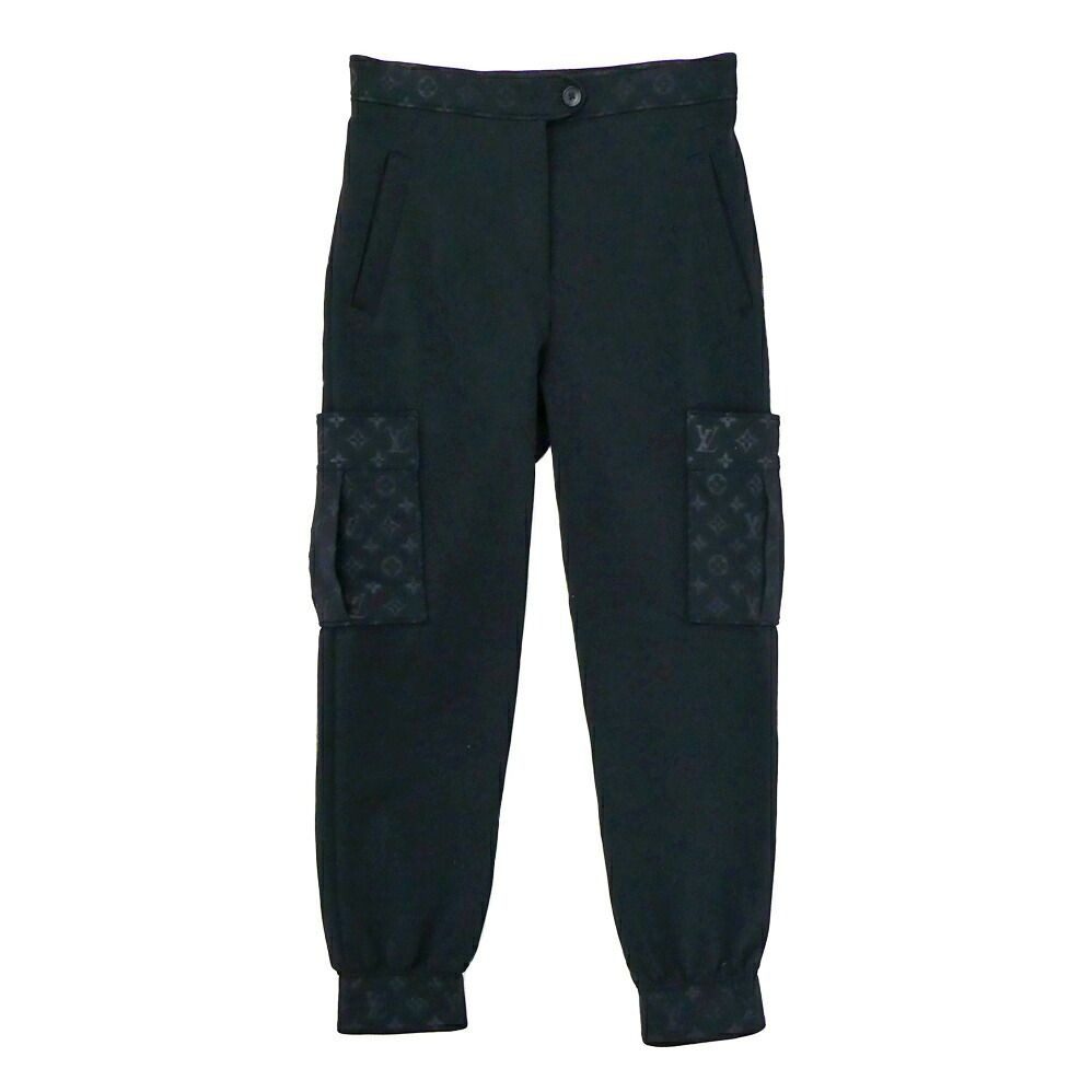 Louis Vuitton Monogram Detail Cargo Pants 38 Black Nylon