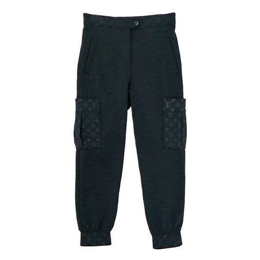 Louis Vuitton Monogram Detail Cargo Pants 38 Black Nylon