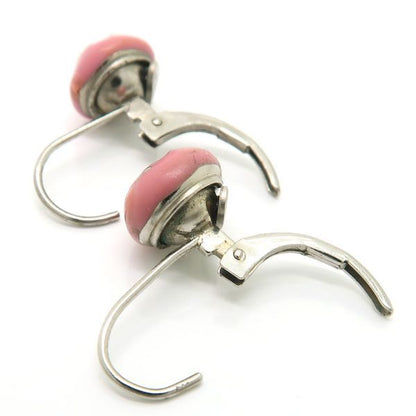 Chanel Earrings 03C Silver 925 Pink Coco Mark Mini Hook Ball SV Chanel