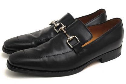 Gucci Bit Loafers Shoes Men Leather Genuine Black 204396 Horsebit Leather Sole