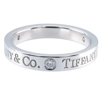 Tiffany & Co Band Ring Platinum Diamond Flat — view 2