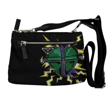 Prada Shoulder Bag Triangle Logo Nylon Universal Frankenstein Silver