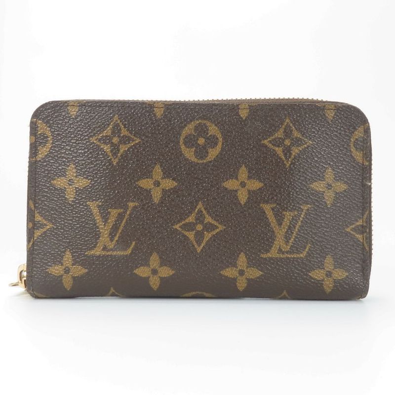 Louis Vuitton Bifold Wallet Zippy Compact Wallet M61440 Monogram Brown Beige