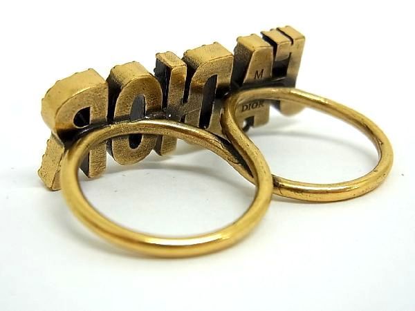 Christian Dior J'A DIOR Rhinestone Pearl Double Finger Ring Size M