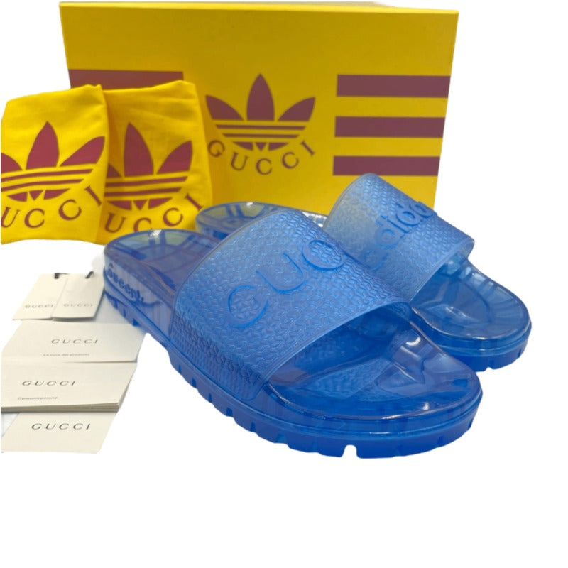 Gucci Adidas Blue Slide Sandals Size 13