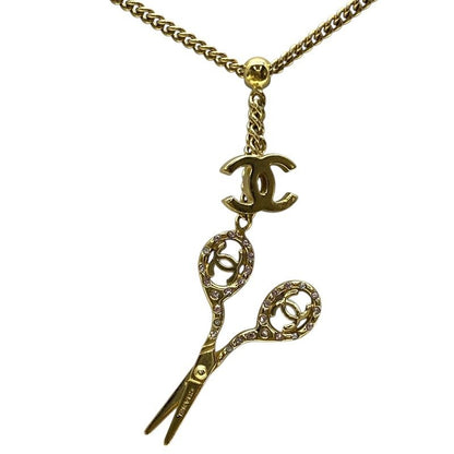 Chanel Scissor Necklace Pendant Accessories Coco Mark Scissors Rhinestone GP