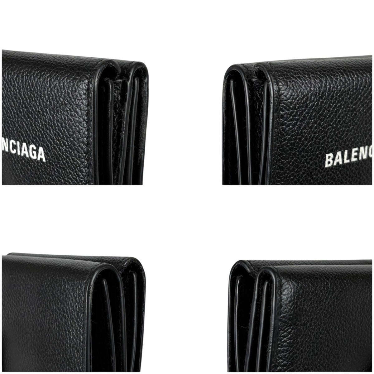 Balenciaga Trifold Wallet Logo Print Black Leather Cash Mini — view 7
