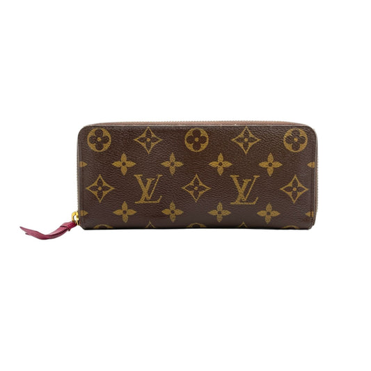 Louis Vuitton Portefeuille Clemence Monogram Fuchsia Leather Pink Purple Brown