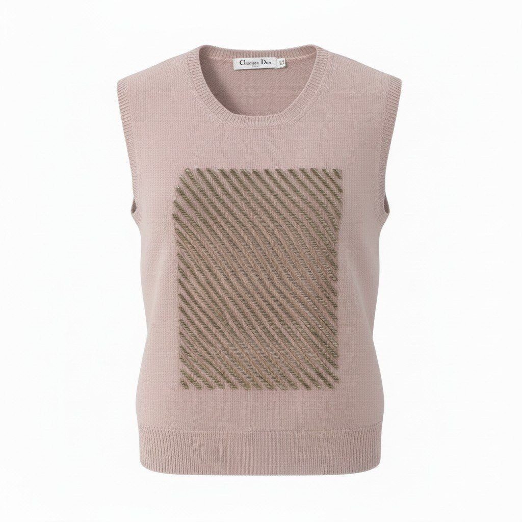 Dior Cashmere 100 Bijou Knit Top 40 Pink Recent Sweater