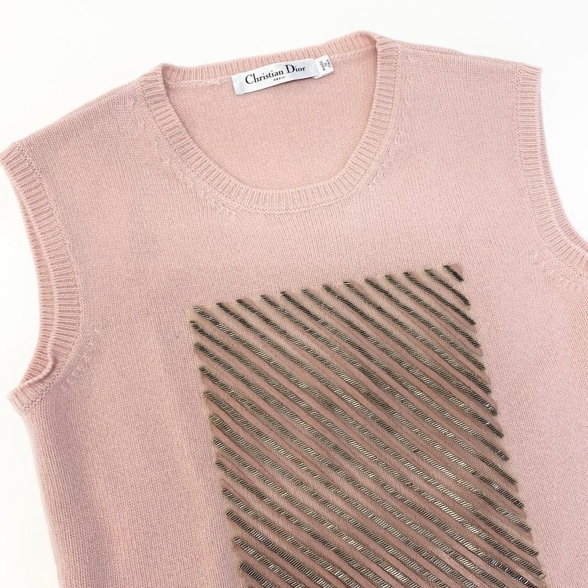 Dior Cashmere 100 Bijou Knit Top 40 Pink Recent Sweater — view 4