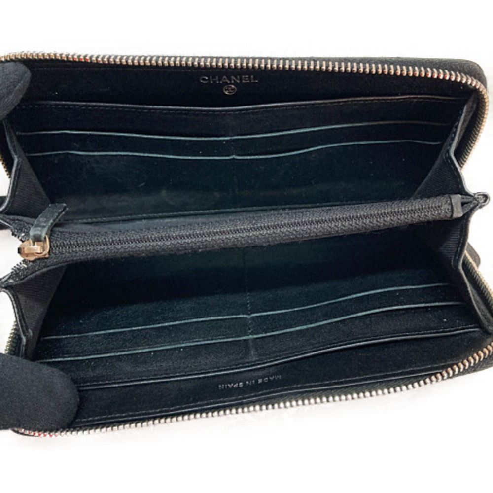 Chanel Matelasse Round Zipper Patent Leather A50097 Black