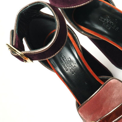 Hermes Sandals Size 35.5 Ankle Strap Sandals Shoes Velour Chunky