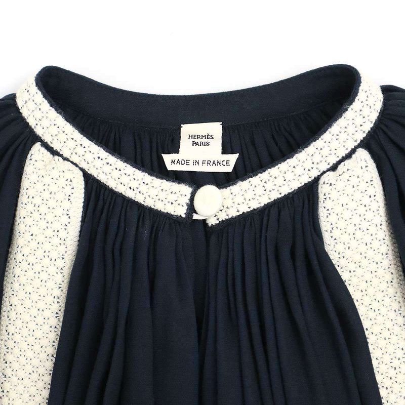 Hermes 12ss Cotton Stretch Maxi Dress Blue White 42