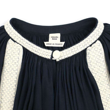 Hermes 12ss Cotton Stretch Maxi Dress Blue White 42