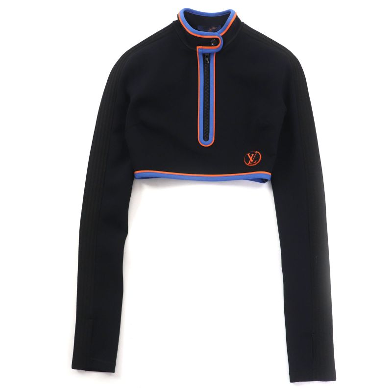 Louis Vuitton 23SS Vivid Trim Long Sleeve Top Cropped Top Black 34 Made In