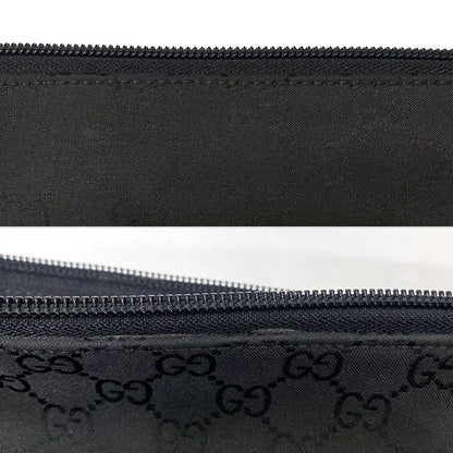 Gucci Shoulder Bag 374414 GG Canvas And Leather Black