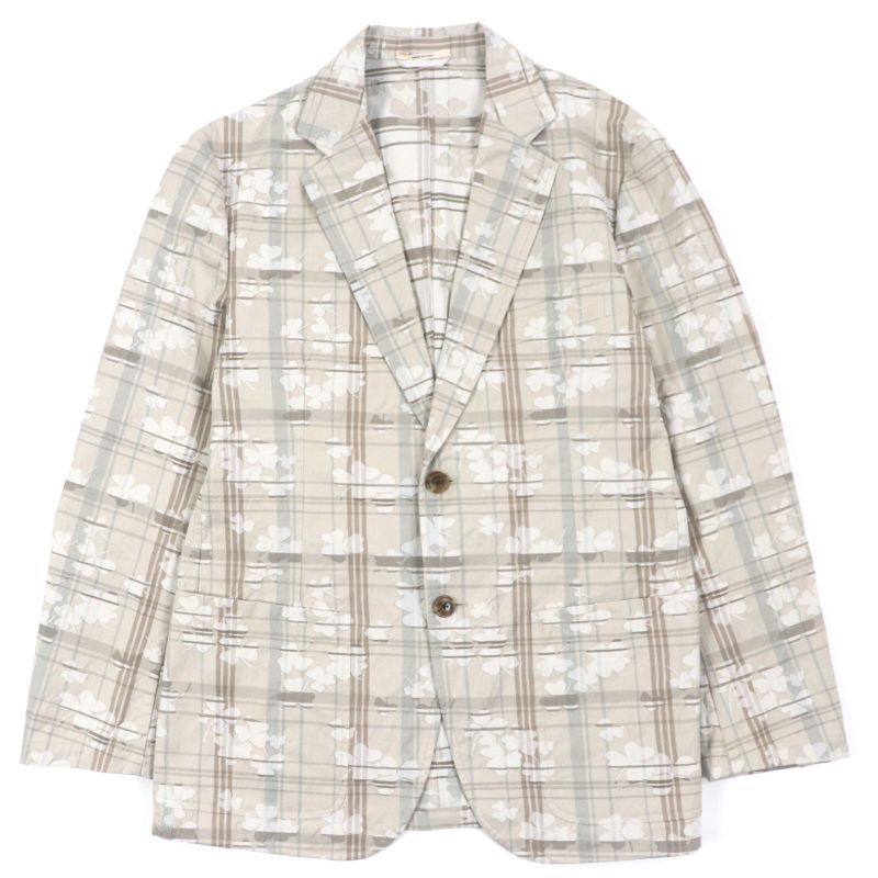  Hermes Clover Checked Single Cotton Jacket Ancon Tailored Jacket Beige 50