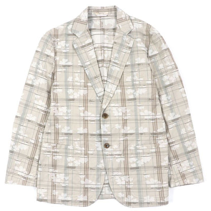  Hermes Clover Checked Single Cotton Jacket Ancon Tailored Jacket Beige 50