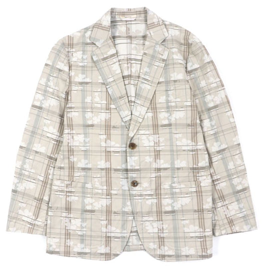  Hermes Clover Checked Single Cotton Jacket Ancon Tailored Jacket Beige 50