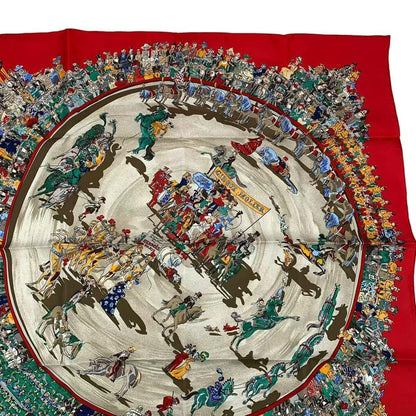 Hermes Carre 90 Cirque Molier Scarf Silk Red — view 4