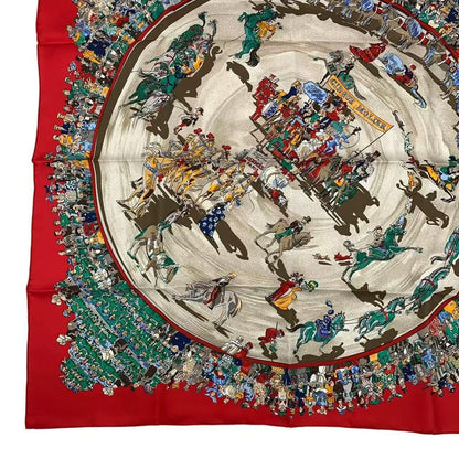 Hermes Carre 90 Cirque Molier Scarf Silk Red — view 5